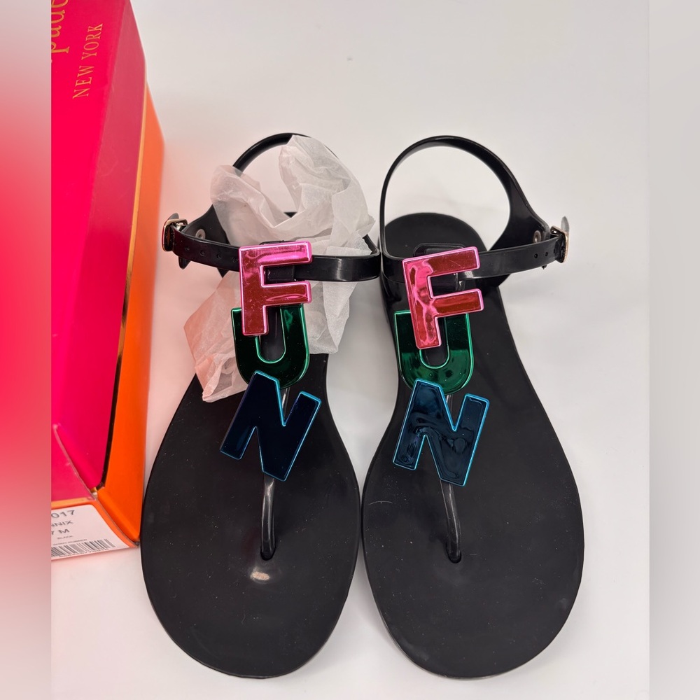 Kate Spade Black Sandals with Colorful Letters
